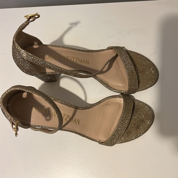 Stuart WeitzmanNearlynude Block-Heel Glitter Sandals - Picture 3 of 4